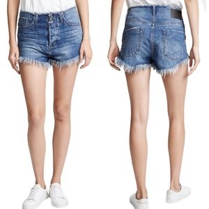 ONE TEASPOON Oxford Outlaws Raw Hem Denim Shorts Size 25